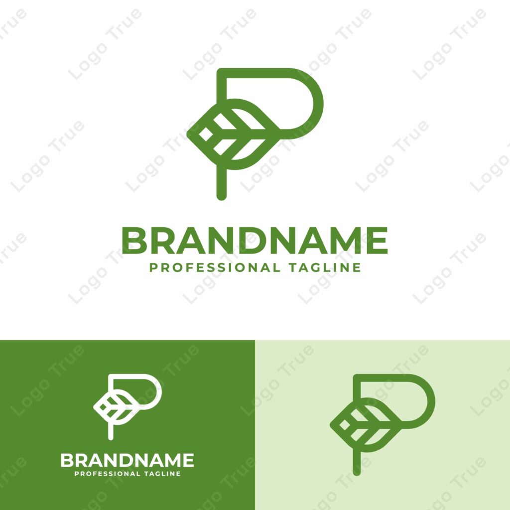 Letter P Leaf Logo, for business related to leaf, nature, plant, ecology, or environment with P initial Prayoga Cahya