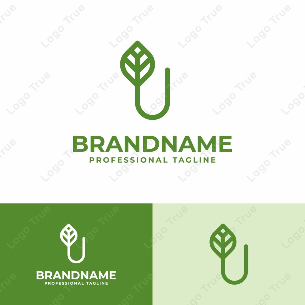 Letter U Leaf Logo, for business related to leaf, nature, plant, ecology, or environment with U initial Prayoga Cahya