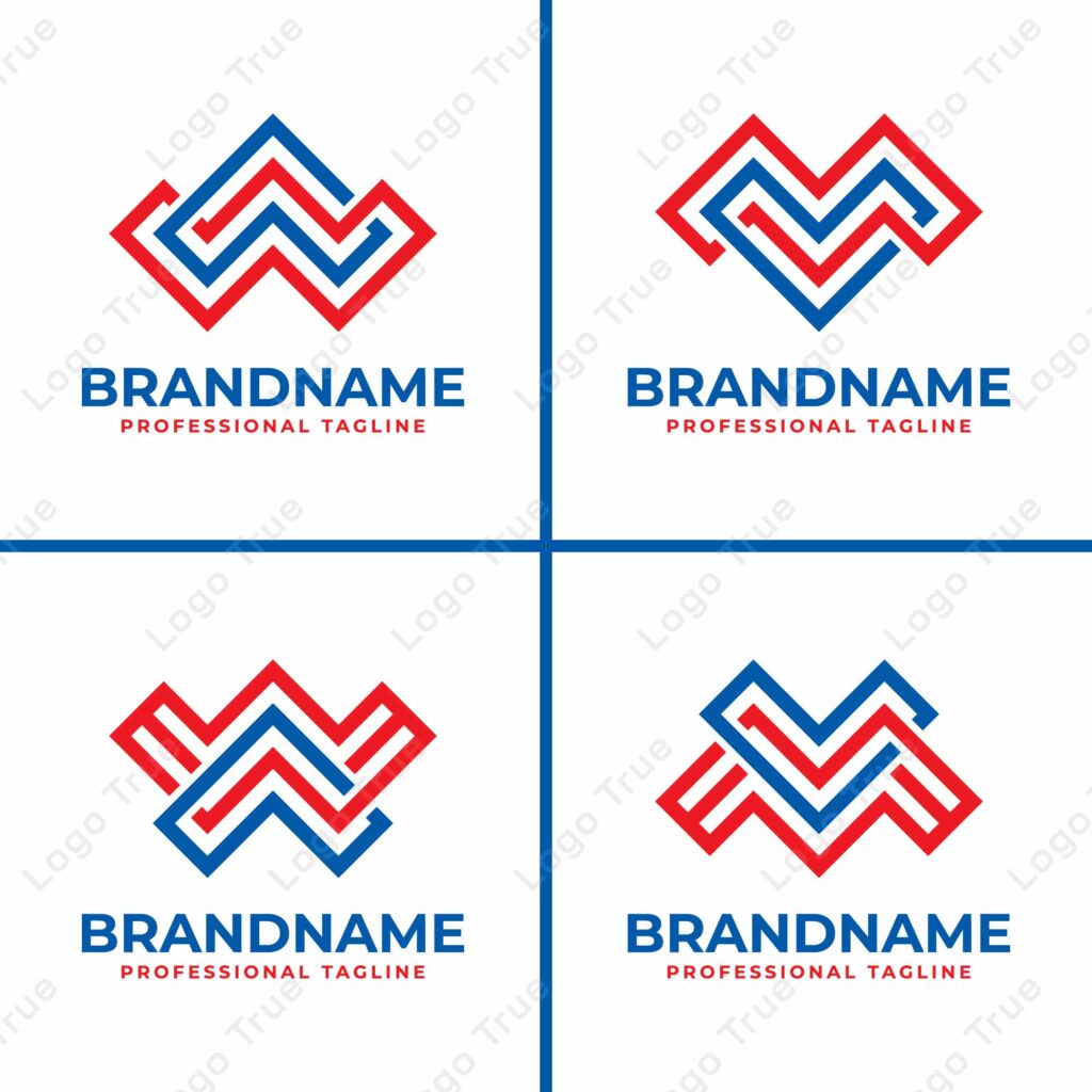 Letters AW or VM Monogram Logo Set, for any business with AW, WA, VM, or MV initials Prayoga Cahya
