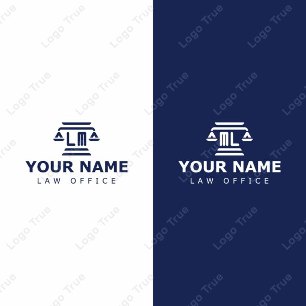 Letters LM and ML Legal Logo, for lawyer, legal, or justice with LM or ML initials Prayoga Cahya