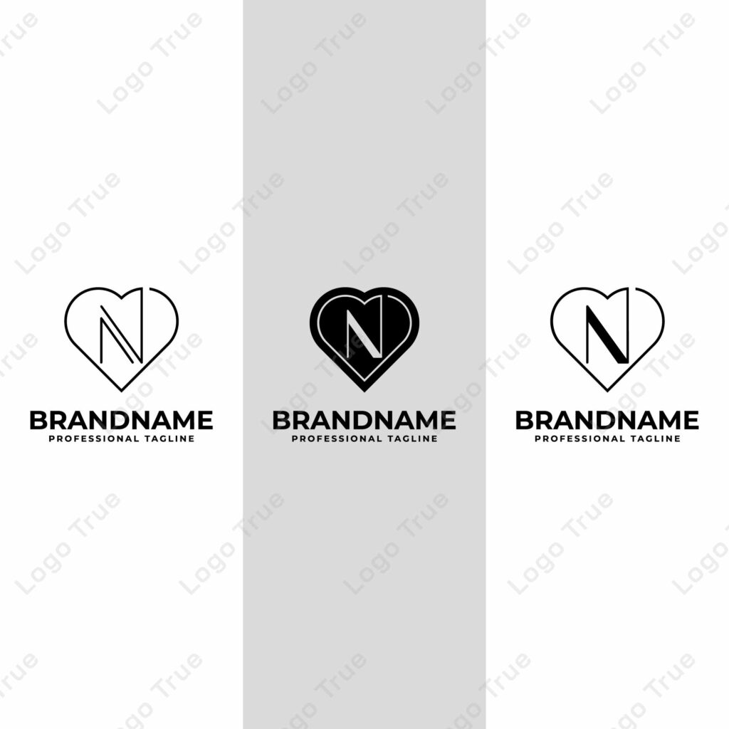 Letter N Love Logo Set, suitable for any business with N initial related to love Prayoga Cahya