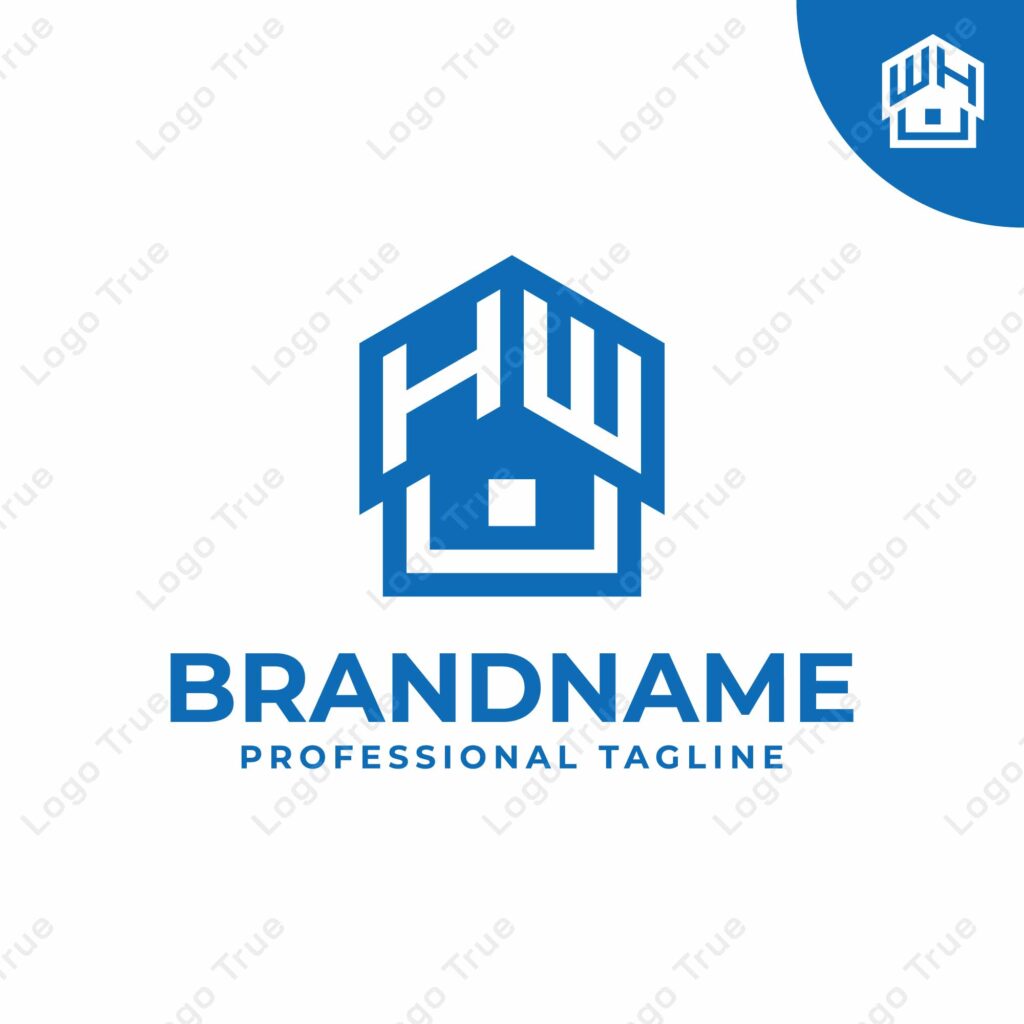 Letters HW or WH Home Roof Logo. For roof, home, construction, or interior business with HW or WH initials Prayoga Cahya