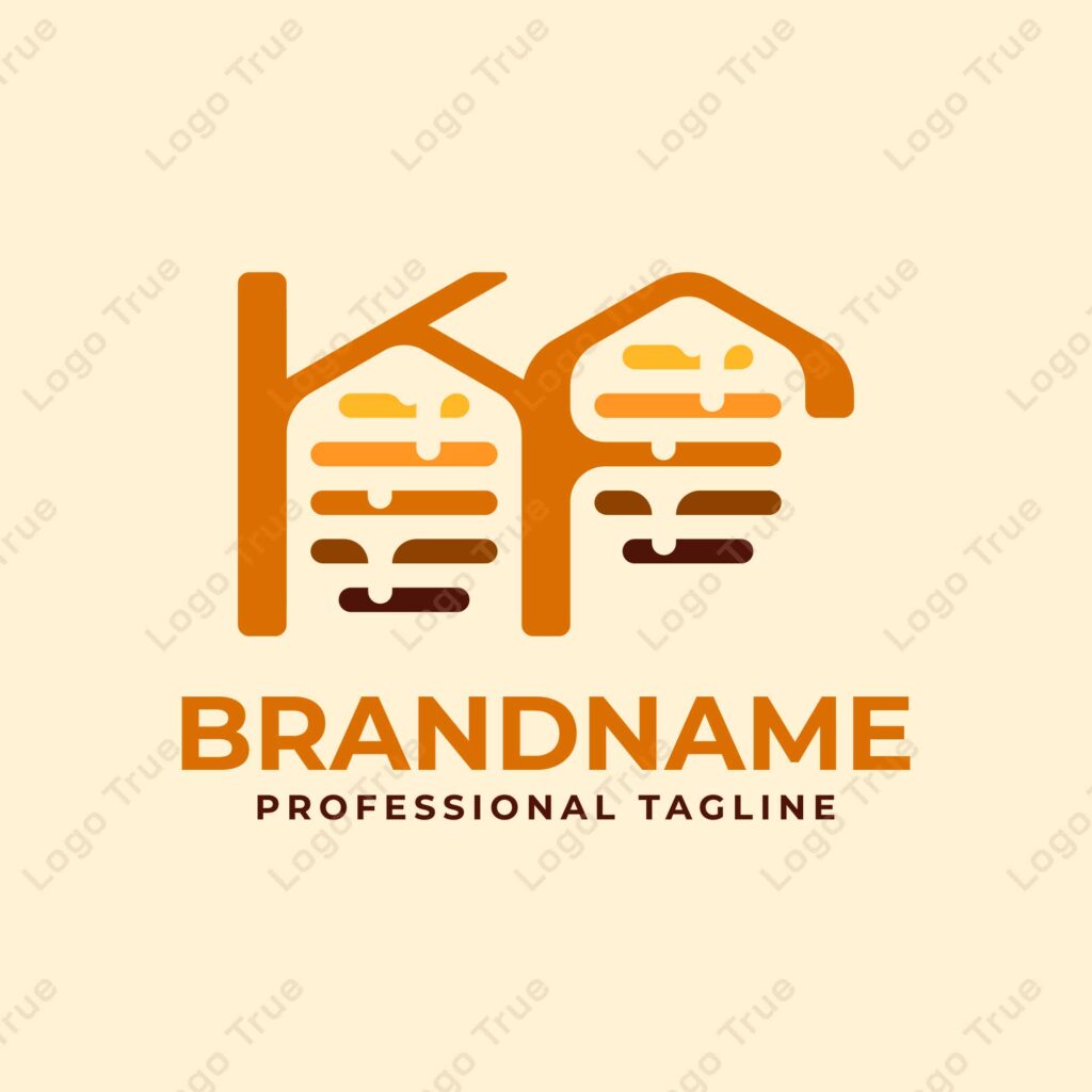 Letters KF Honeycomb Logo, Perfect for Beekeeping and Honey Producers Prayoga Cahya