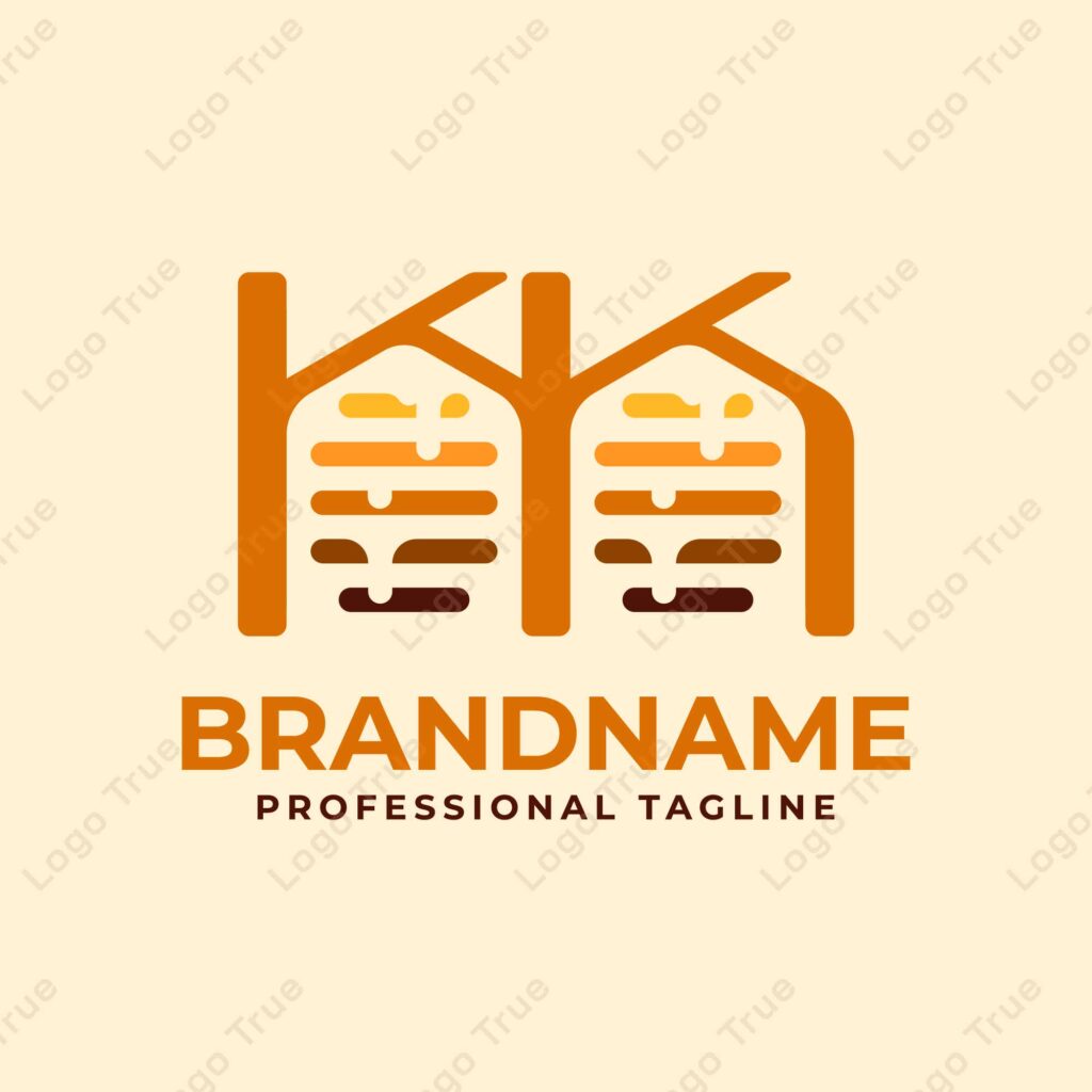 Letters KK Honeycomb Logo, Perfect for Beekeeping and Honey Producers Prayoga Cahya