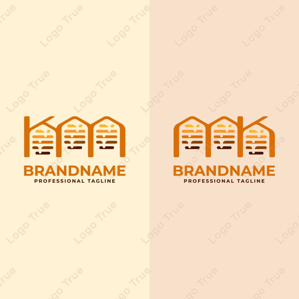 Letters KM and MK Honeycomb Logo, Perfect for Beekeeping and Honey Producers Prayoga Cahya