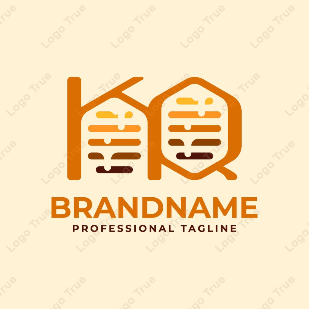 Letters KQ Honeycomb Logo, Perfect for Beekeeping and Honey Producers Prayoga Cahya