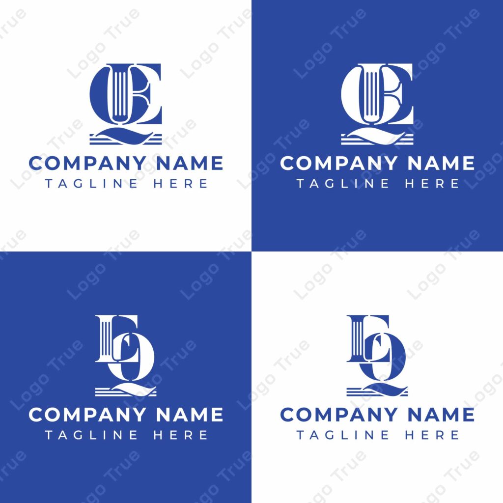 Letters QE and EQ Pillar Logo Set, suitable for business with EQ and QE related to Pillar Prayoga Cahya