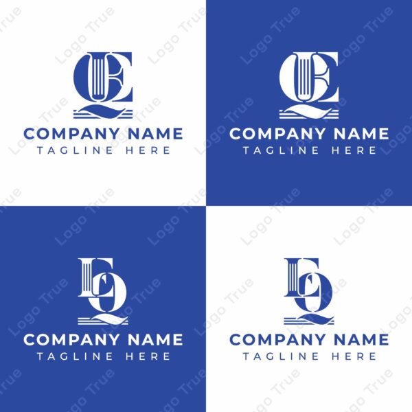 Letters QE and EQ Pillar Logo Set, suitable for business with EQ and QE related to Pillar Prayoga Cahya