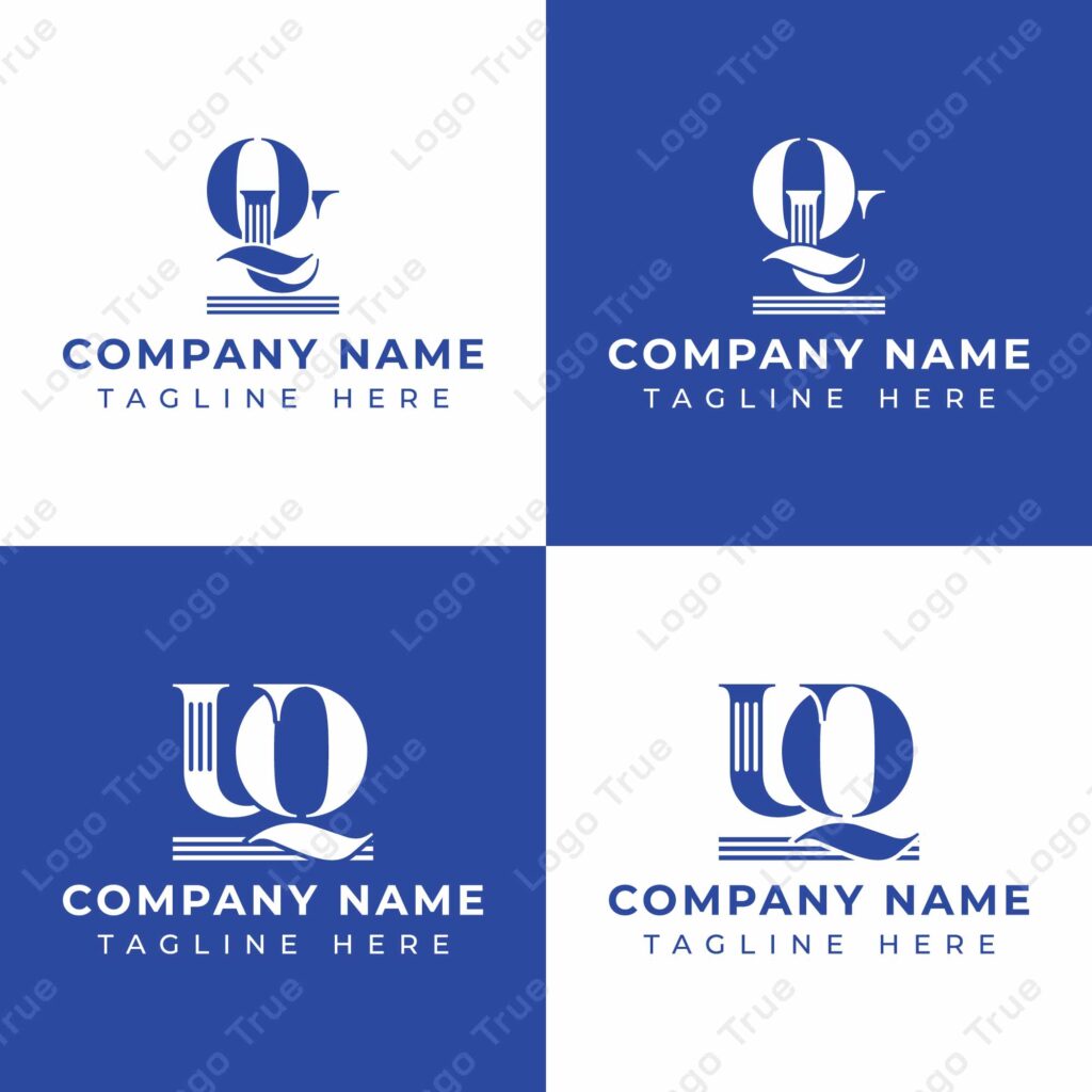Letters QU and UQ Pillar Logo Set, suitable for business with UQ and QU related to Pillar Prayoga Cahya