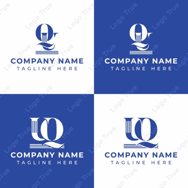Letters QU and UQ Pillar Logo Set, suitable for business with UQ and QU related to Pillar Prayoga Cahya
