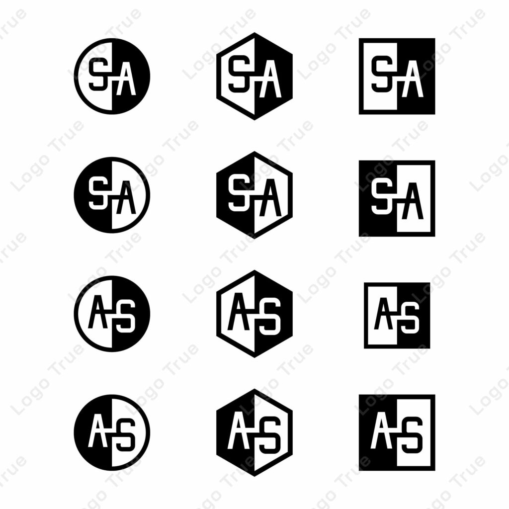 Letters SA and AS Positive and Negative Logo Set, suitable for any business Prayoga Cahya