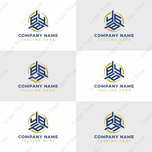 Letters YBG, YGB, BYG, BGY, GYB, GBY Hexagonal Technology Logo Set. Suitable for any business Prayoga Cahya