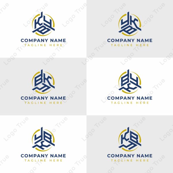Letters YBK, YKB, BYK, BKY, KYB, KBY Hexagonal Technology Logo Set. Suitable for any business Prayoga Cahya