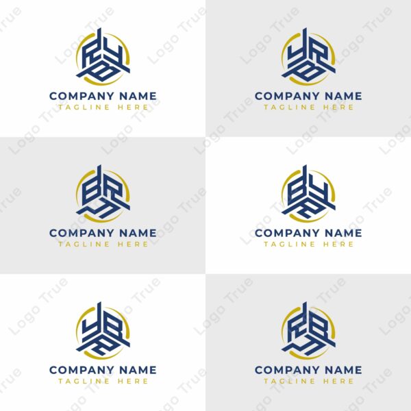 Letters YBR, YRB, BYR, BRY, RYB, RBY Hexagonal Technology Logo Set. Suitable for any business Prayoga Cahya