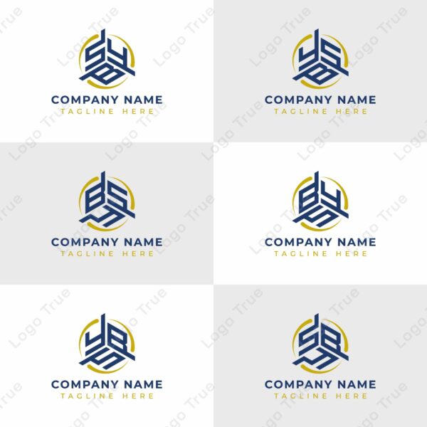 Letters YBS, YSB, BYS, BSY, SYB, SBY Hexagonal Technology Logo Set. Suitable for any business Prayoga Cahya
