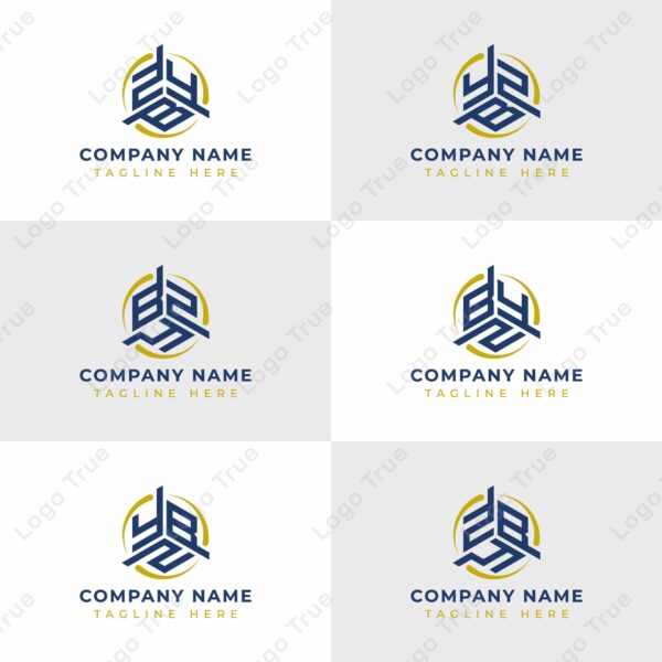 Letters YBZ, YZB, BYZ, BZY, ZYB, ZBY Hexagonal Technology Logo Set. Suitable for any business Prayoga Cahya