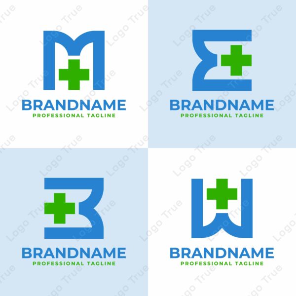 Letter B E M W Medical Cross Logo, for Medical Cross or Pharmacy business with B, E, M, or W initial Prayoga Cahya