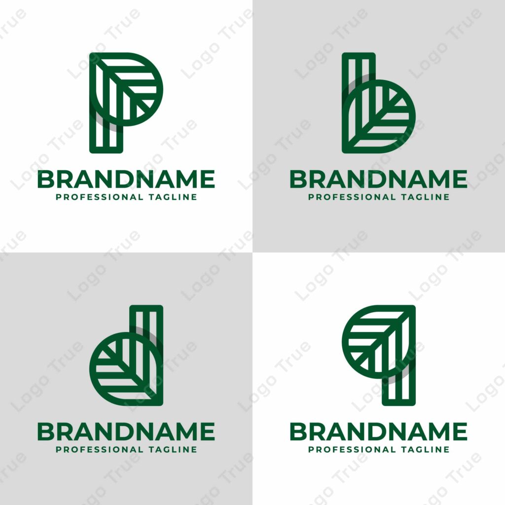 Letter P, Q, B, or D Leaf Logo, symbolizing growth, sustainability, and nature Prayoga Cahya