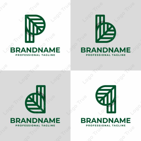 Letter P, Q, B, or D Leaf Logo, symbolizing growth, sustainability, and nature Prayoga Cahya