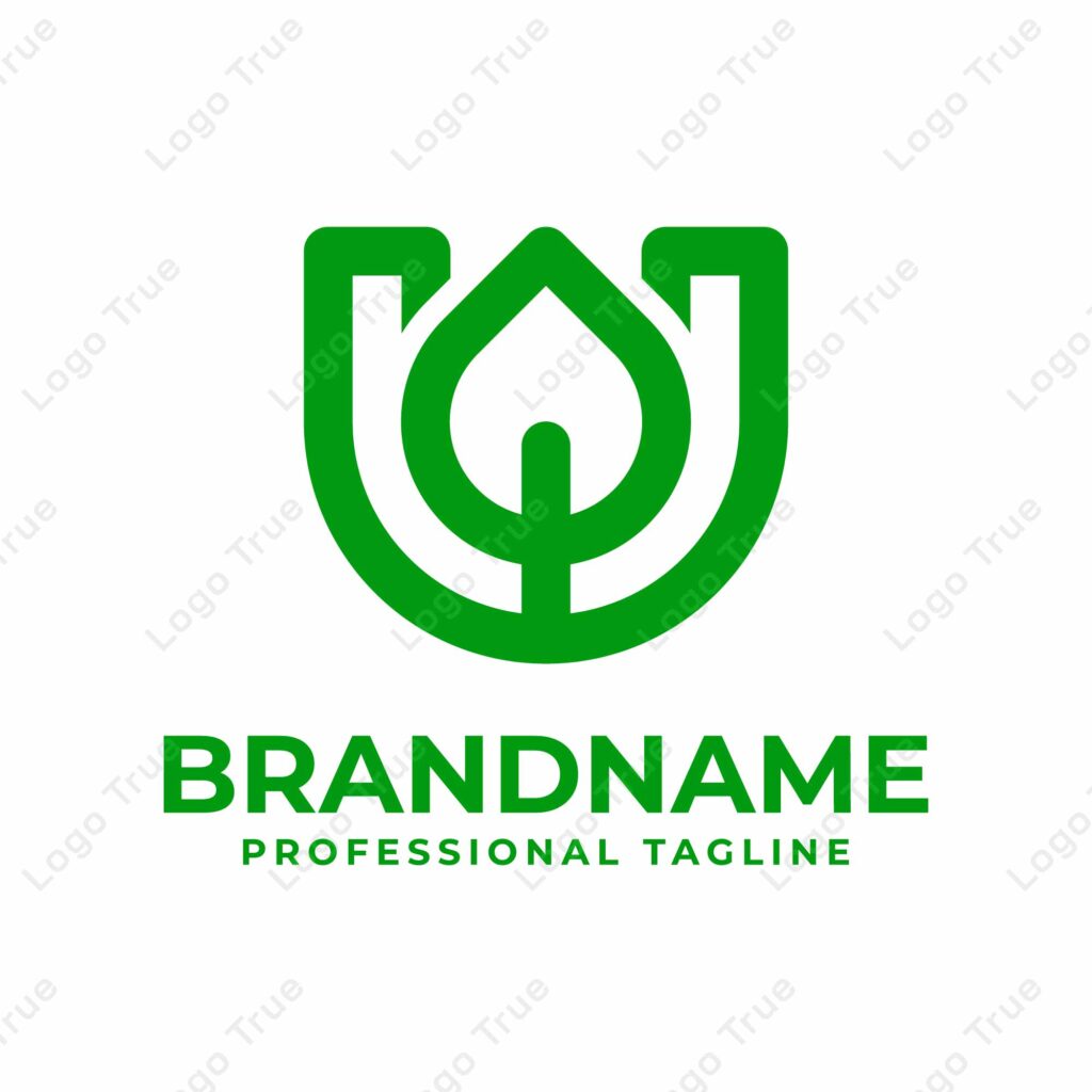 Letter U Leaf Logo, symbolizing growth, sustainability, and nature Prayoga Cahya
