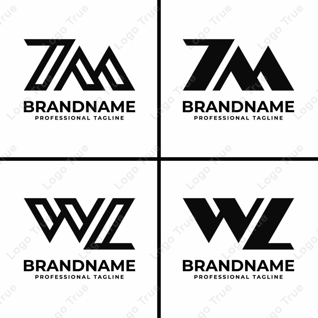 Letters 7M or WL Monogram Logo Set, for business with 7M, M7, WL, or LW initials Prayoga Cahya