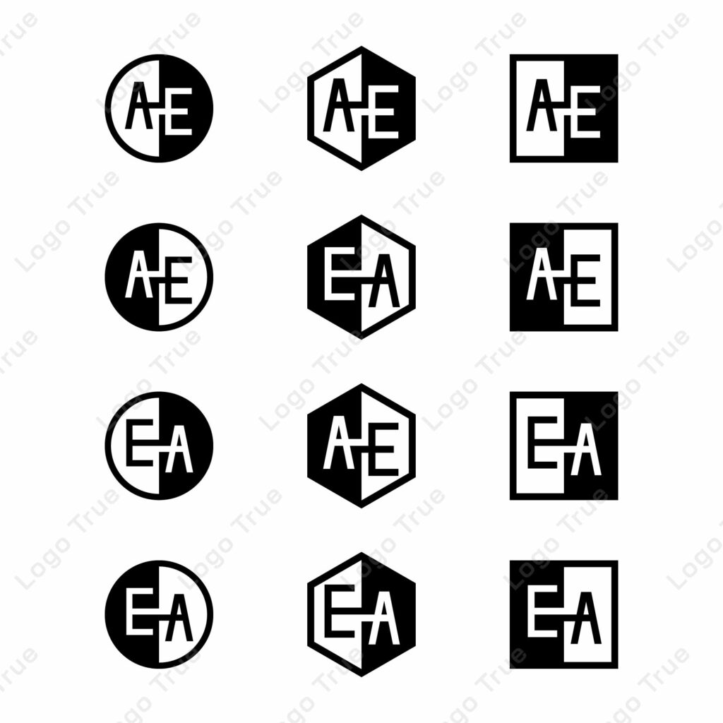 Letters AE and EA Positive and Negative Logo Set, suitable for any business Prayoga Cahya