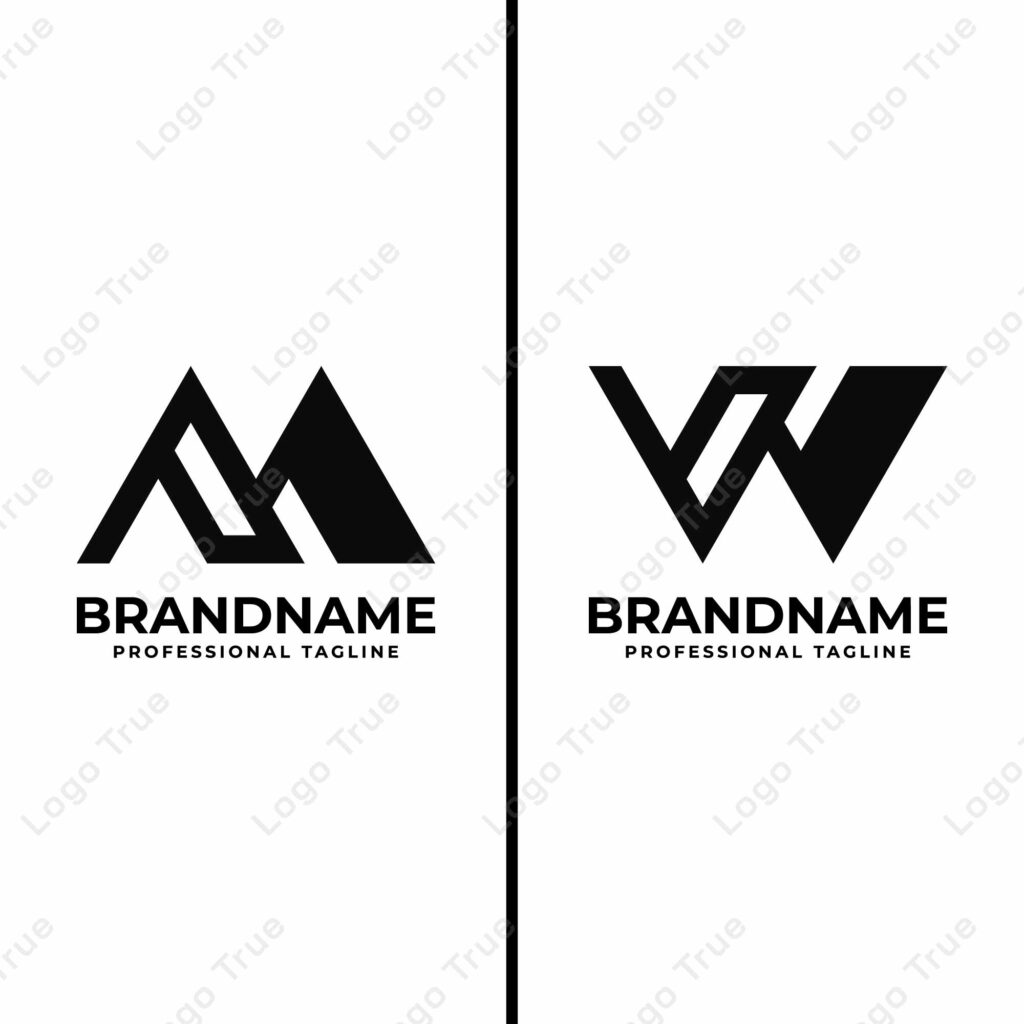 Letters AM or VW Monogram Logo Set, for business with AM, MA, VW, or WV initials Prayoga Cahya