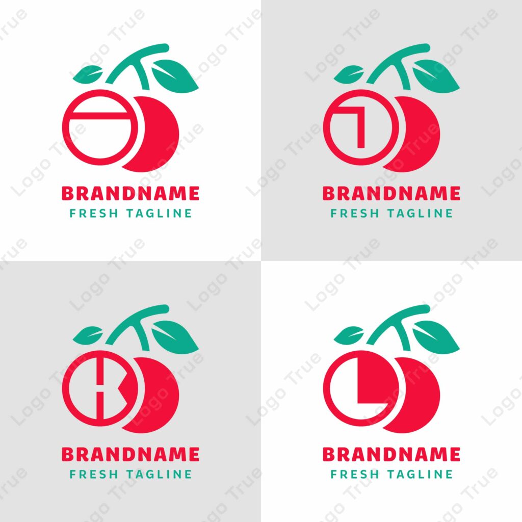 Letters I J K L Cherry Logo Set, symbolizes freshness, vitality, and nature Prayoga Cahya