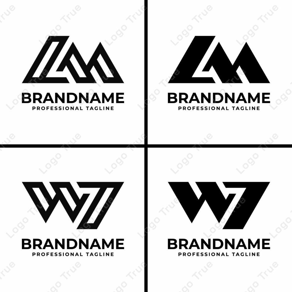 Letters LM or W7 Monogram Logo Set, for business with LM, ML, W7, or 7W initials Prayoga Cahya