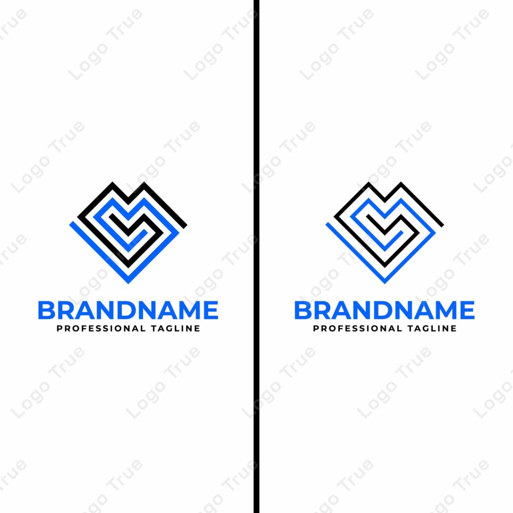 Letters MV Monogram Line Logo Set, for business with MV or VM initials Prayoga Cahya