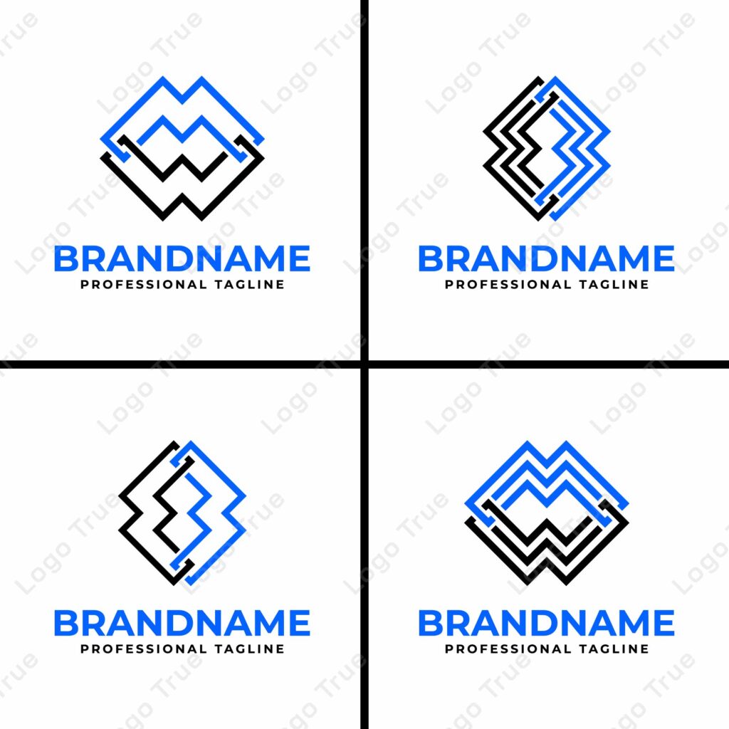 Letters MW or EB Monogram Line Logo Set, for business with MW, WM, EB or BE initials Prayoga Cahya