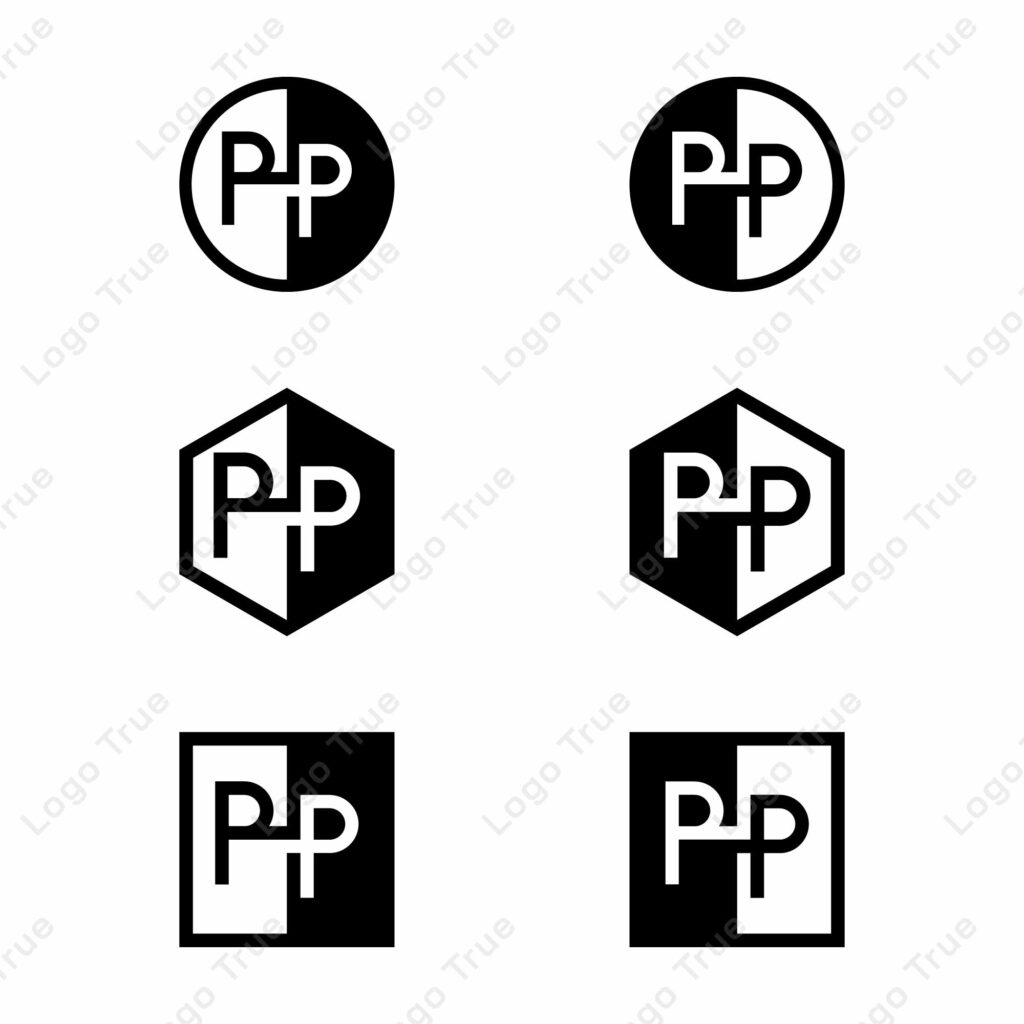Letters PP Positive and Negative Logo Set, suitable for any business Prayoga Cahya