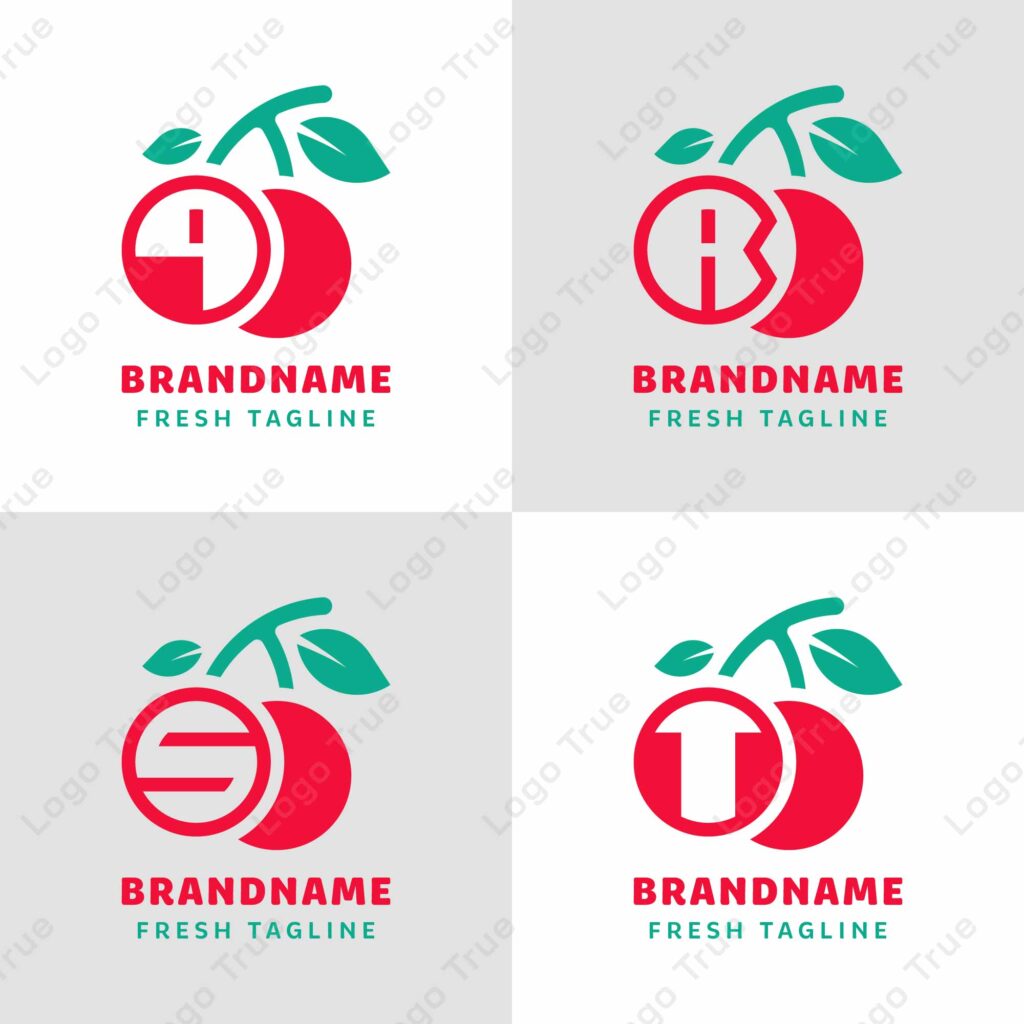 Letters Q R S T Cherry Logo Set, symbolizes freshness, vitality, and nature Prayoga Cahya