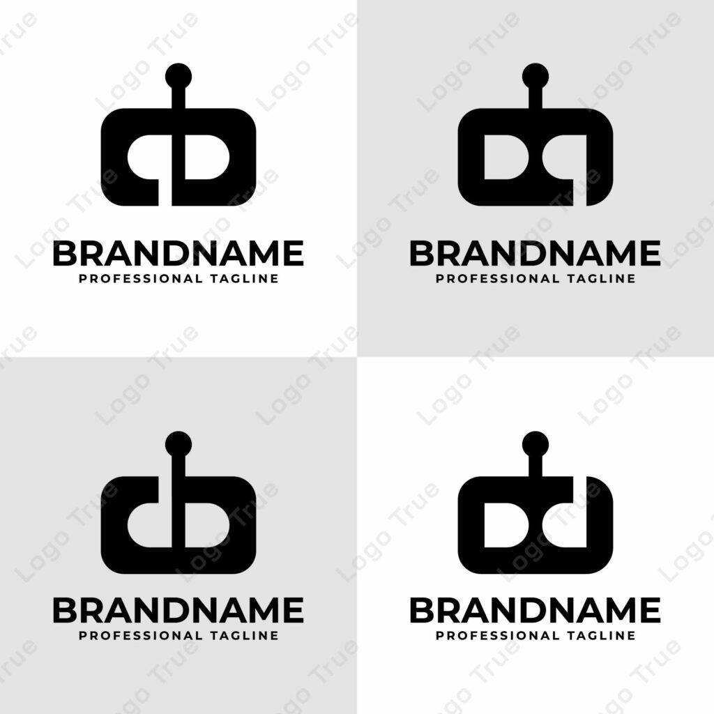 Letters qD Dq dD Dd Robot Head Logo, for business related to Robot Prayoga Cahya